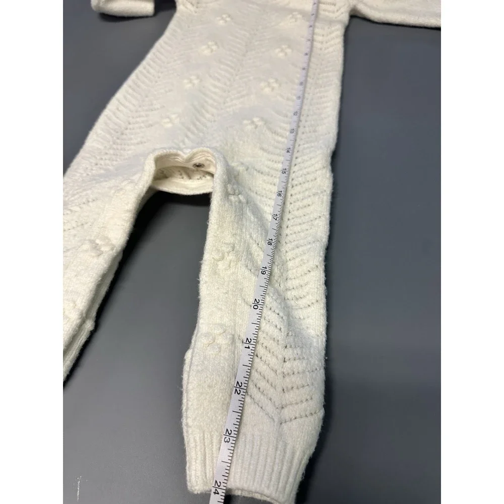 Ivory Knit Sweater Ruffled One Piece Long Sleeve 12-18 M Soft Christmas Outfit